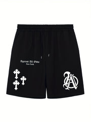 Men's Casual Solid Stretch Elastic Waist Drawstring Shorts