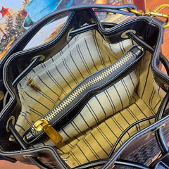 Mini Woven Drawstring Bucket Bag PU Crossbody Bag Women's Casual Shoulder Purse