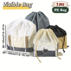 2pcs PEVA Frosted Plastic Bags for Clothing Shoes & Home Storage