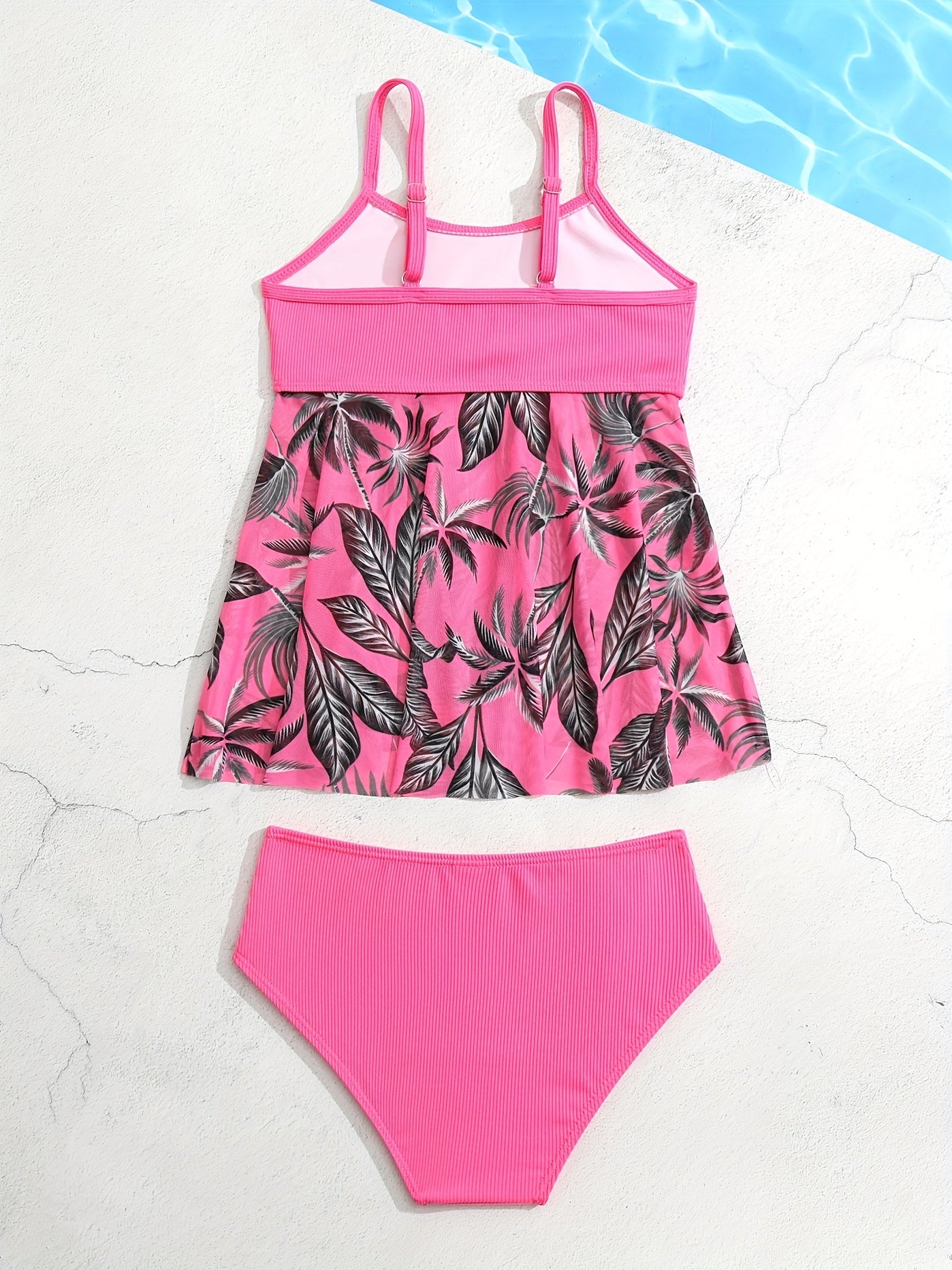 Toddler Girls Coconut Tree Graphic Cami Bikini Tankini Swimsuit