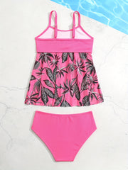 Toddler Girls Coconut Tree Graphic Cami Bikini Tankini Swimsuit