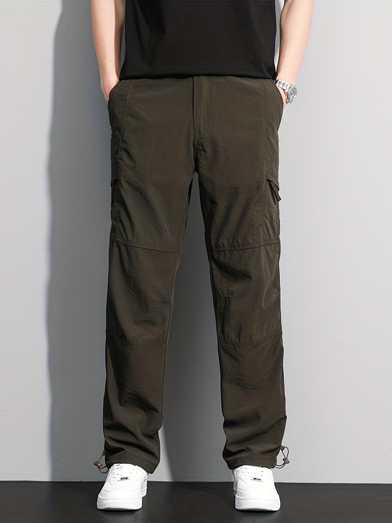 Men's Loose Straight Leg Sports Pants Waterproof Quick Dry Cargo Trousers