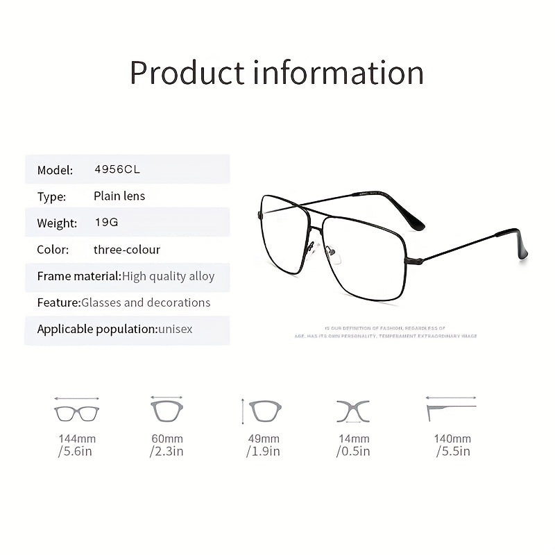 Men's Vintage Glasses Large Frame Alloy PC Lens