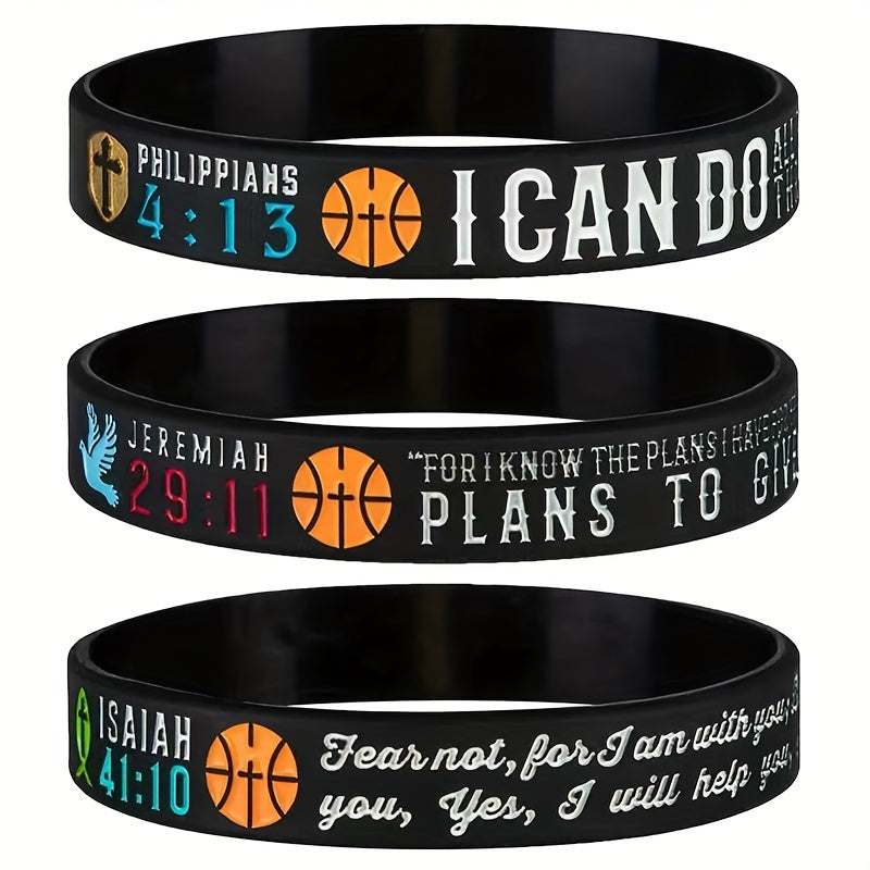 Faith Basketball Christian Verse Silicone Bracelet