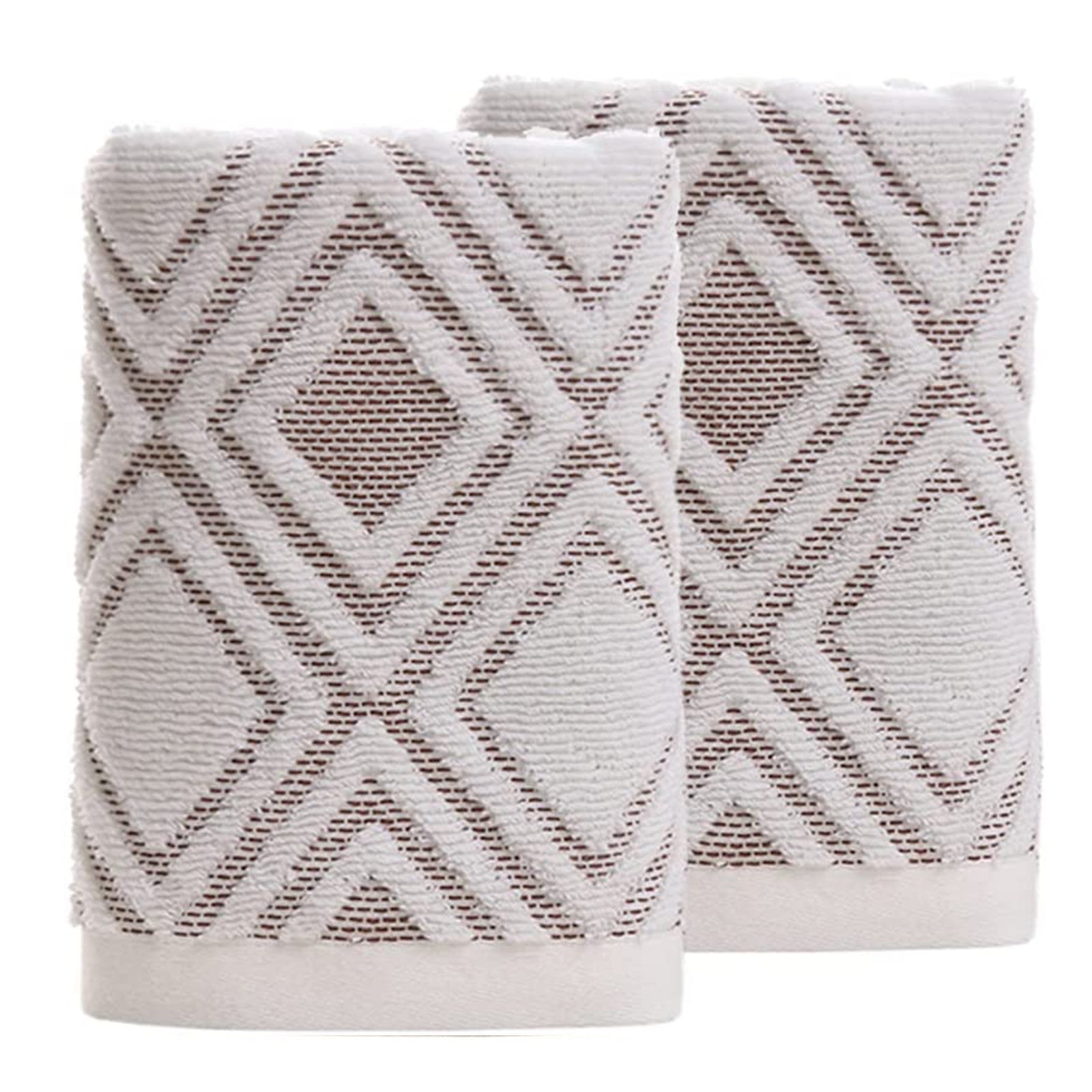 2pcs Rhombus Hand Towels Set Soft Absorbent Decorative Cotton