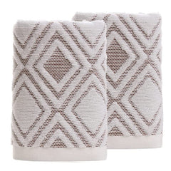 2pcs Rhombus Hand Towels Set Soft Absorbent Decorative Cotton