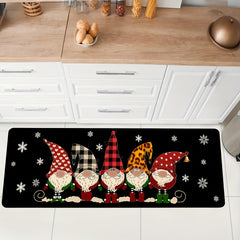 Christmas Gnome Santa Kitchen Mat Anti Slip Hallway Balcon Polyester Carpet