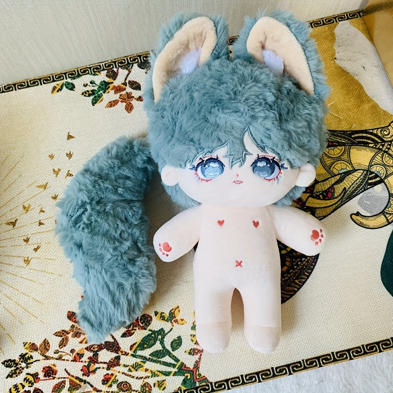 Plush Doll with Big Ears & Tail, Green, Optional Skeleton, Weak Magnet