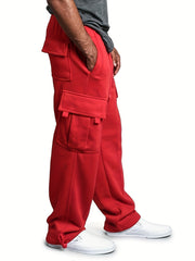 Men's Elastic Waist Cargo Pants with Pockets - Comfortable Sweatpants