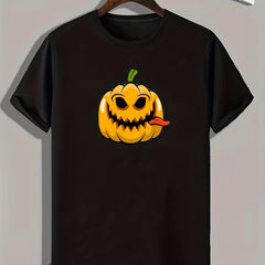 Halloween Pumpkin Print Men's Graphic T-shirt Casual Tee
