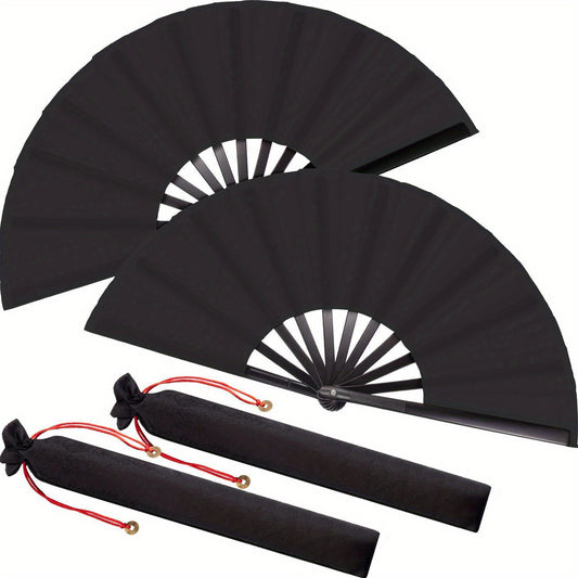 Velvet Cover Set Hand Fan Bamboo Bone Ring