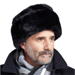Men's Artificial Leather Elderly Hat King's Hat Mid Flat Top Lightning H
