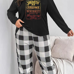 Ombre Letter Print Pajama Set