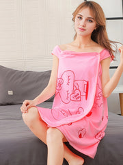 Bunny Print Sleeveless Night Robe Women's Sleepwear