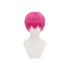 Men's Short Hair Simulation Wig Pink Halloween Cosplay Headgear