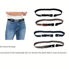 Polyester Elastic Waist Belt - Stylish Casual No Buckle Plated Belt