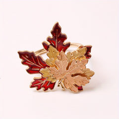 1Pc Maple Leaf Napkin Rings Cast Iron Plants Shaped Napkin Buckles
