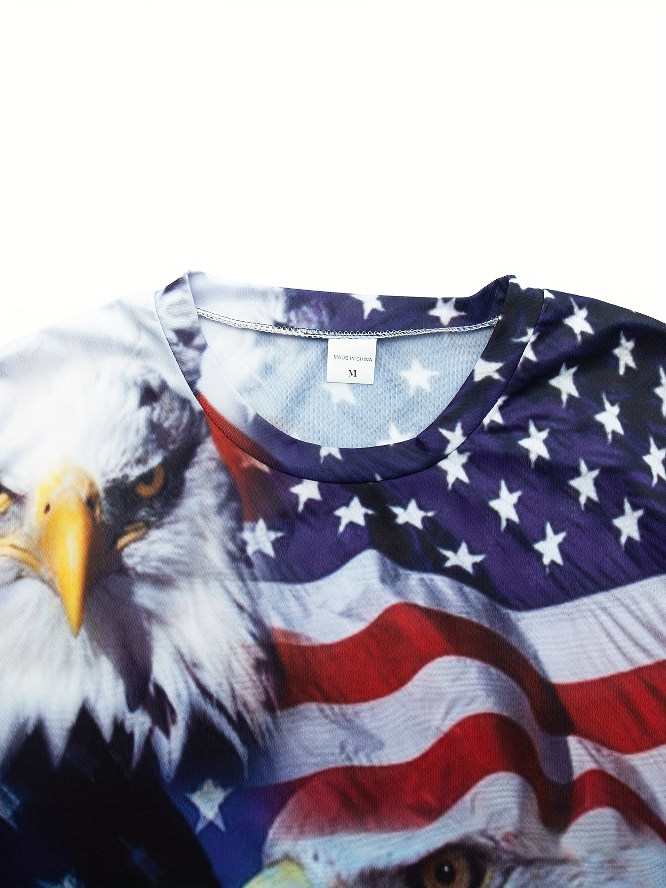 Men's Bald Eagle Print T Shirt for Summer Outdoor Activities