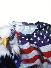 Men's Bald Eagle Print T Shirt for Summer Outdoor Activities