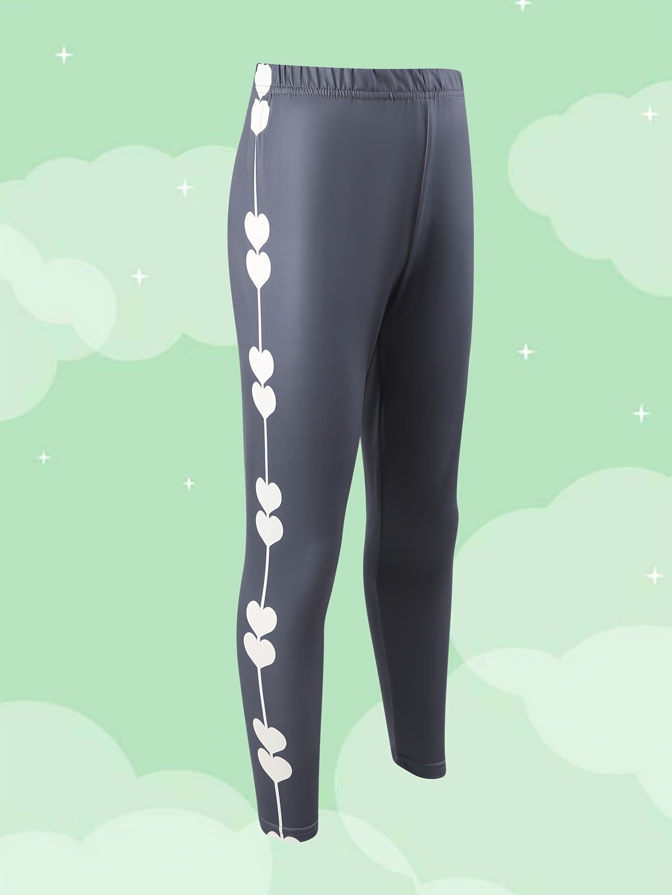 Girls Heart Print Yoga Pants Sweet Leggings For All Season Sports Running