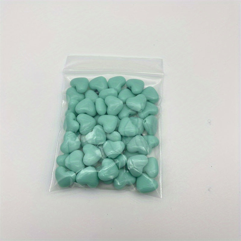 50pcs Love Heart Beads for DIY Bracelets, Phone Straps & Necklaces