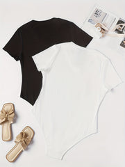 Basic Bodysuit V Neck Short Sleeve