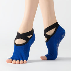 Women's Open Toe Yoga Socks Non Slip Cross Strap Sports Socks