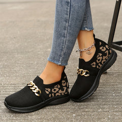 Women's Slip-On Road Running Shoes, Chain Decor, Breathable Mesh