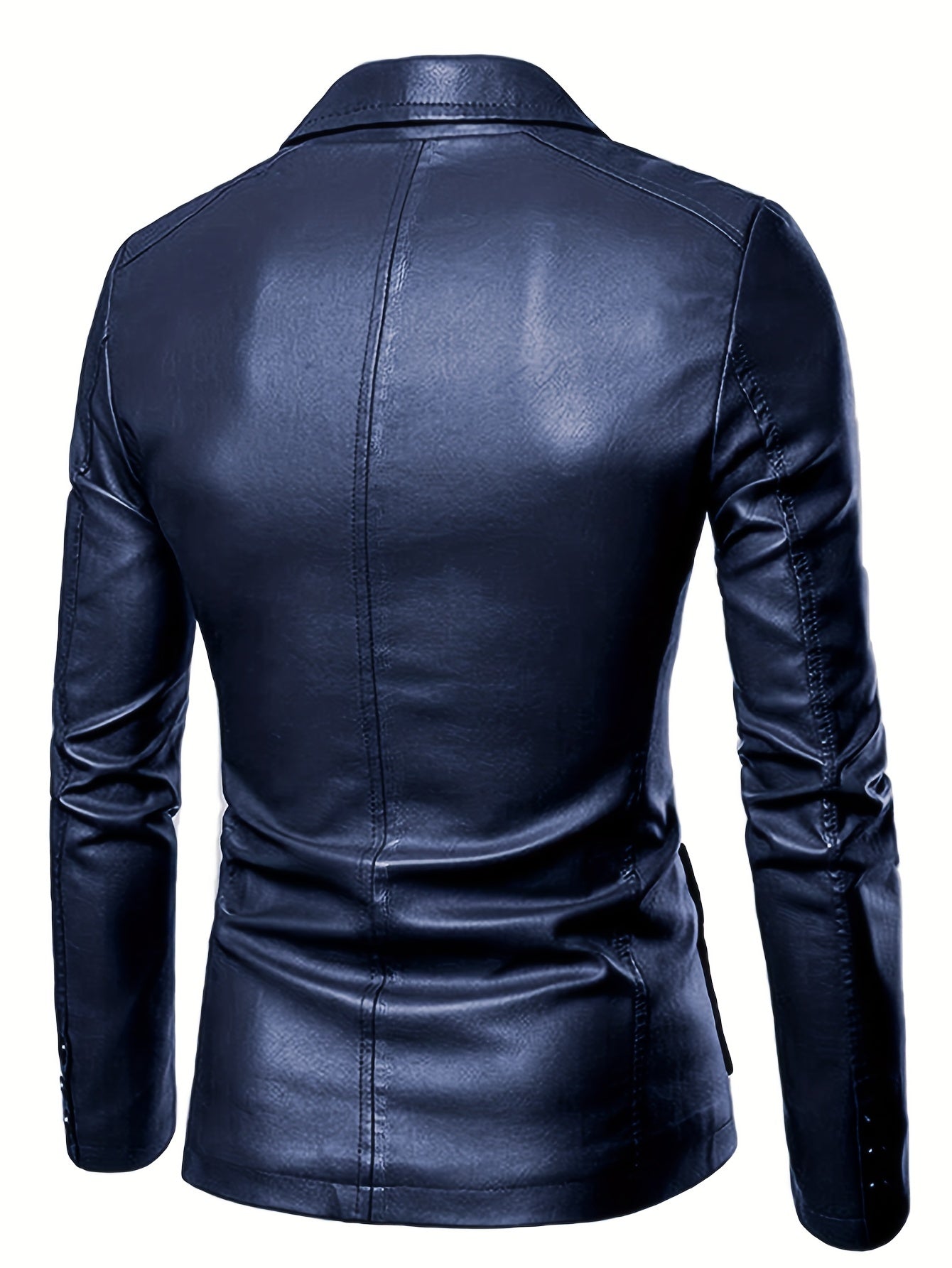 Men's Casual Pockets PU Leather Jacket Long Sleeves
