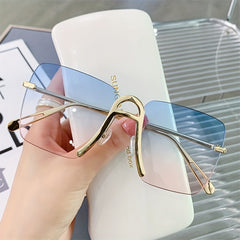Y2K Alphabet A Sunglasses Gradient Square Rimless UV400