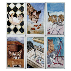 Cartoon Cat Tarot Cards Set for Beginners with Guidebook