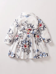 Girls Floral Belted Long Sleeve Dress 0 3 Years
