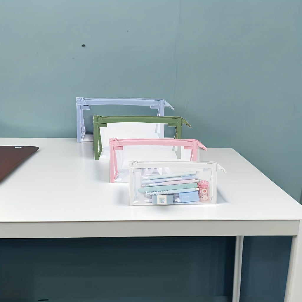 Clear PVC Waterproof Pencil Bag Stationery Organizer