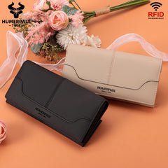 HUMERPAUL Women's RFID Leather Long Wallet Large Capacity Travel Organizer