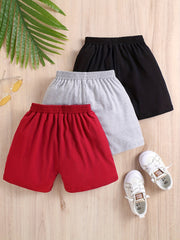 3pcs Smiling & A GOOD Letter Print Boys Comfortable Shorts