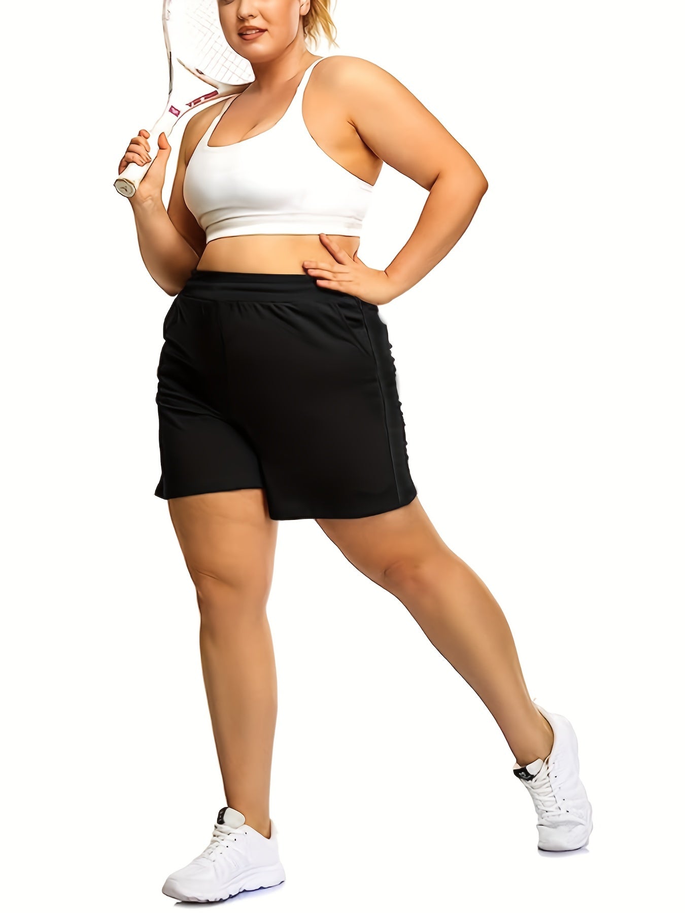 Sporty Shorts Women's Plus Elastic High Rise Stretch Shorts