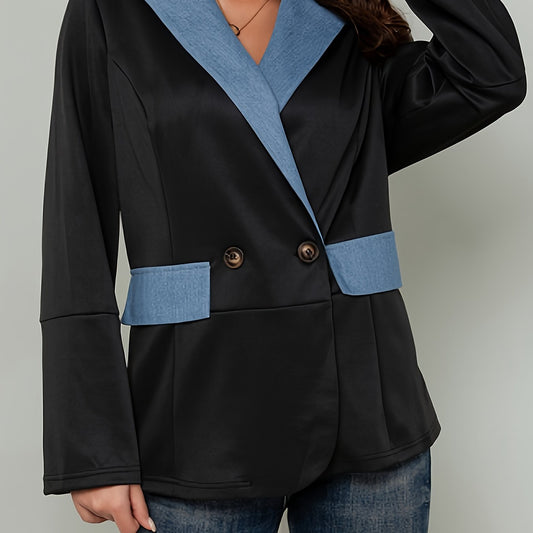 Colorblock Long Sleeve Button Up Blazer