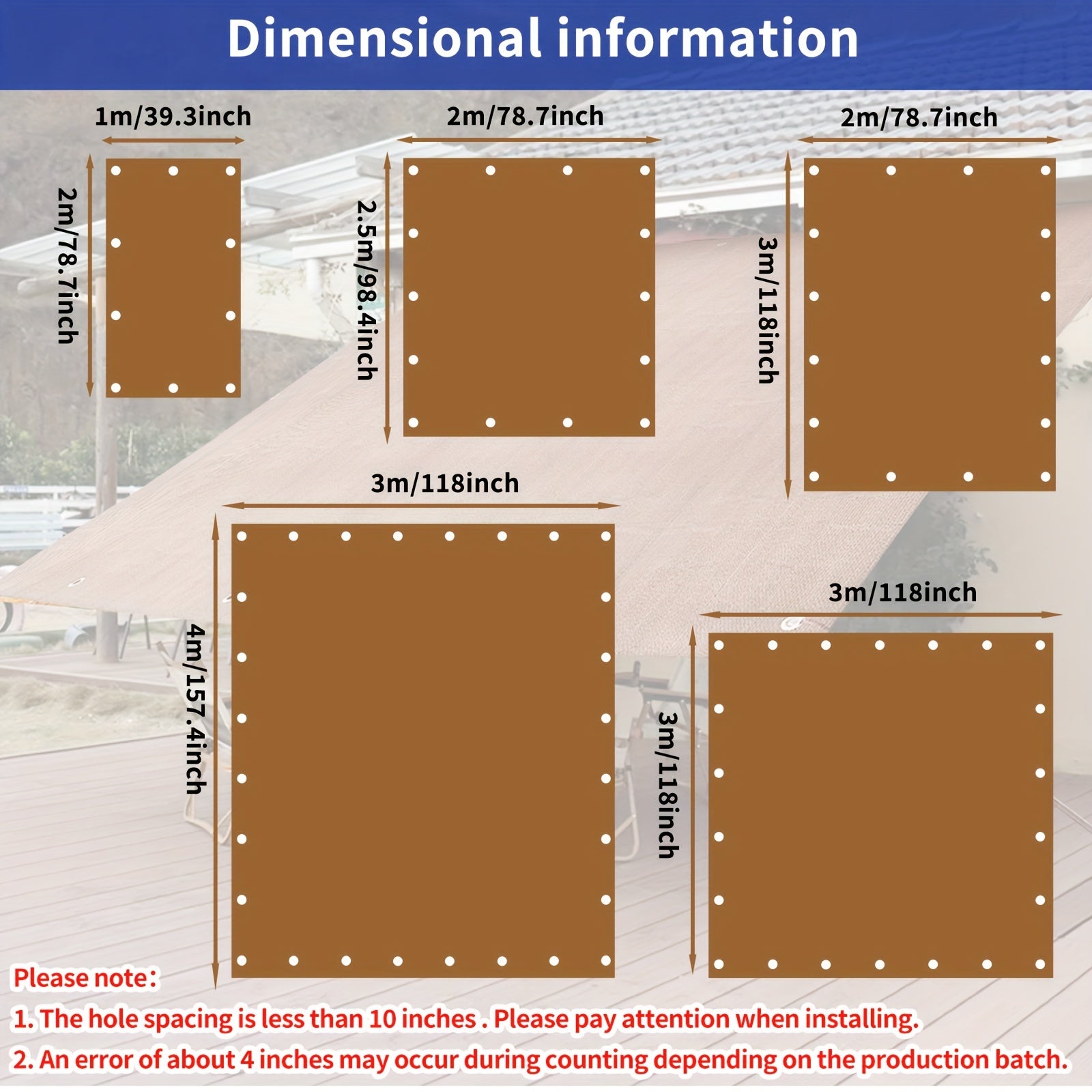 Rectangular Sunshade Sail for Outdoor Activities