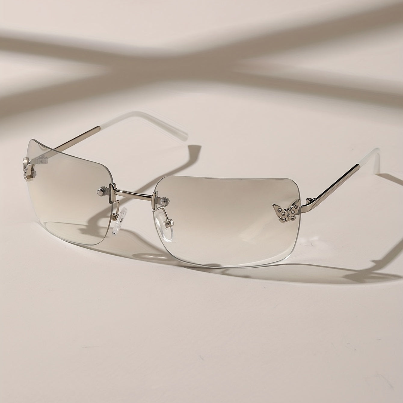 Rhinestone Butterfly Kpop Rimless Sunglasses UV400