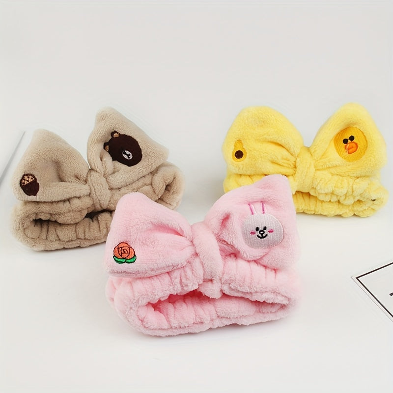 Cute Bow Headband Soft Coral Fleece Hair Accessory for Women Girls