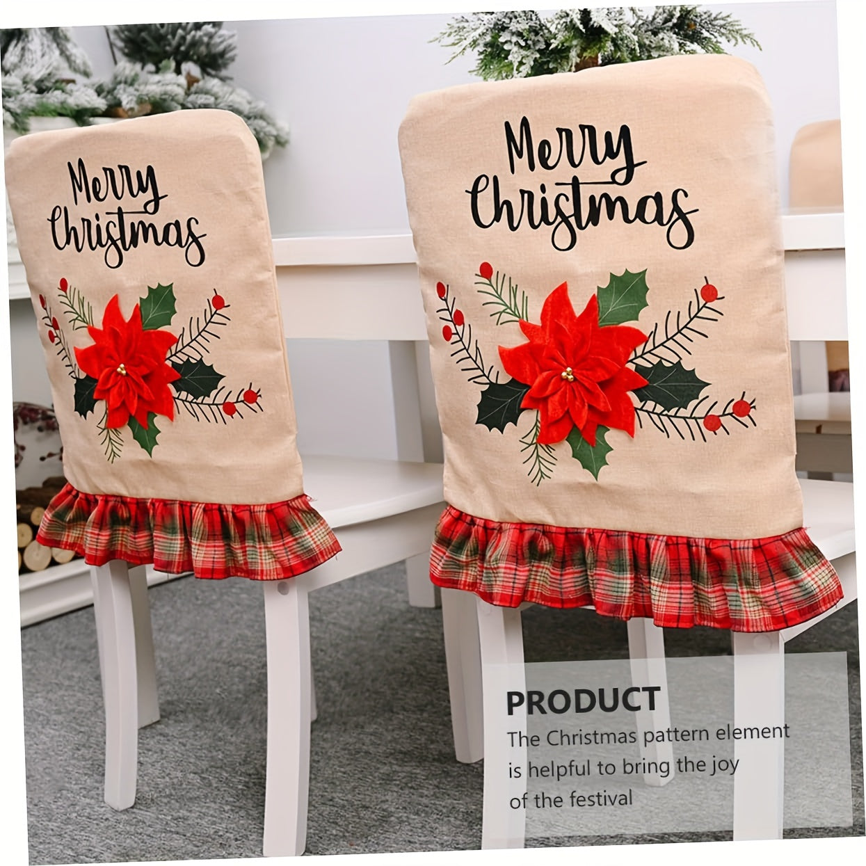 2pcs Christmas Chair Covers for Dining Room Kitchen Wedding