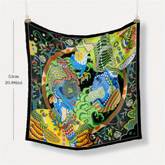 Boho Print Bandana Square Scarf Vintage Satin Neckerchief Women Head Wrap
