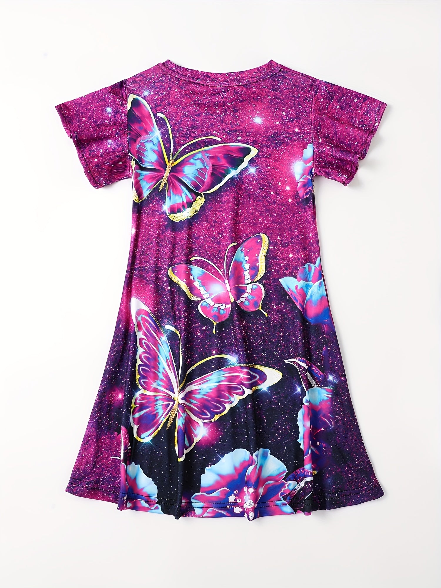 Butterfly Graphic Dress Girls Short Sleeve Summer Party Gift