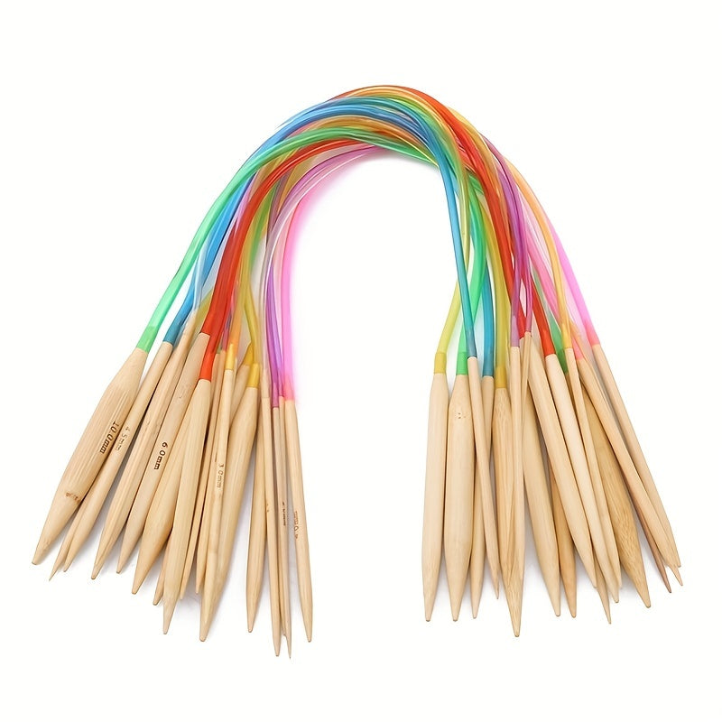 Colorful Tube Bleaching Bamboo Ring Woolen Needle Set
