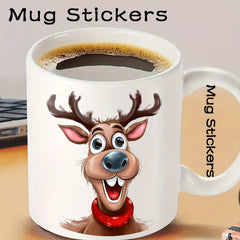 12pcs Christmas Deer Cartoon Vinyl Stickers for Cup Laptop Helmet DIY