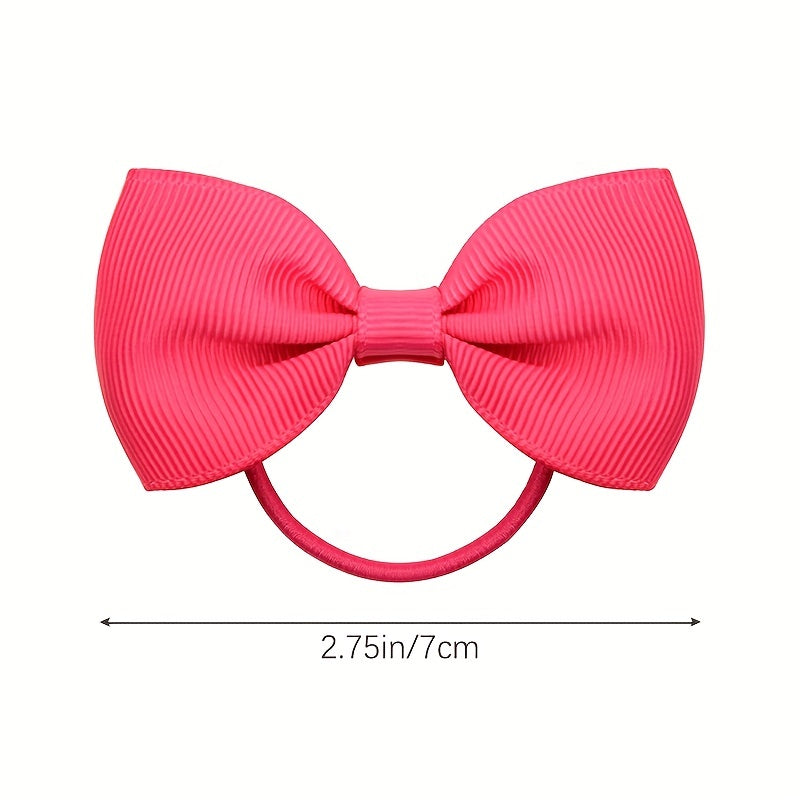 20pcs Toddler Girls Bowknot Hair Rope Solid Rubber Band Hair Accessories