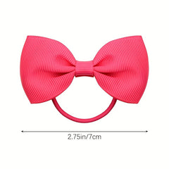20pcs Toddler Girls Bowknot Hair Rope Solid Rubber Band Hair Accessories