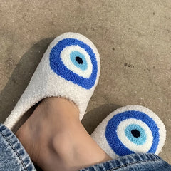 Women's Plush Eye Slippers Fluffy Warm & Cozy Slip On Shoes