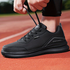 Men's PU Leather Lace up Sneakers Casual Walking Shoes Comfortable And Breathabl