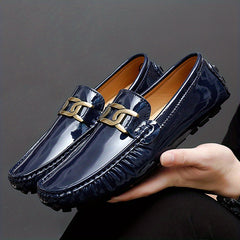 Men's Metallic Decor Loafer Shoes PU Leather Slip On Spring Summer